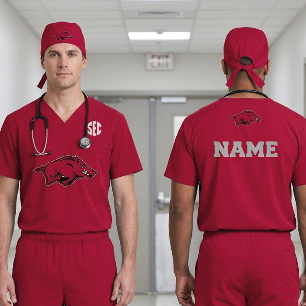 ARKANSAS RAZORBACKS SCRUB TOP