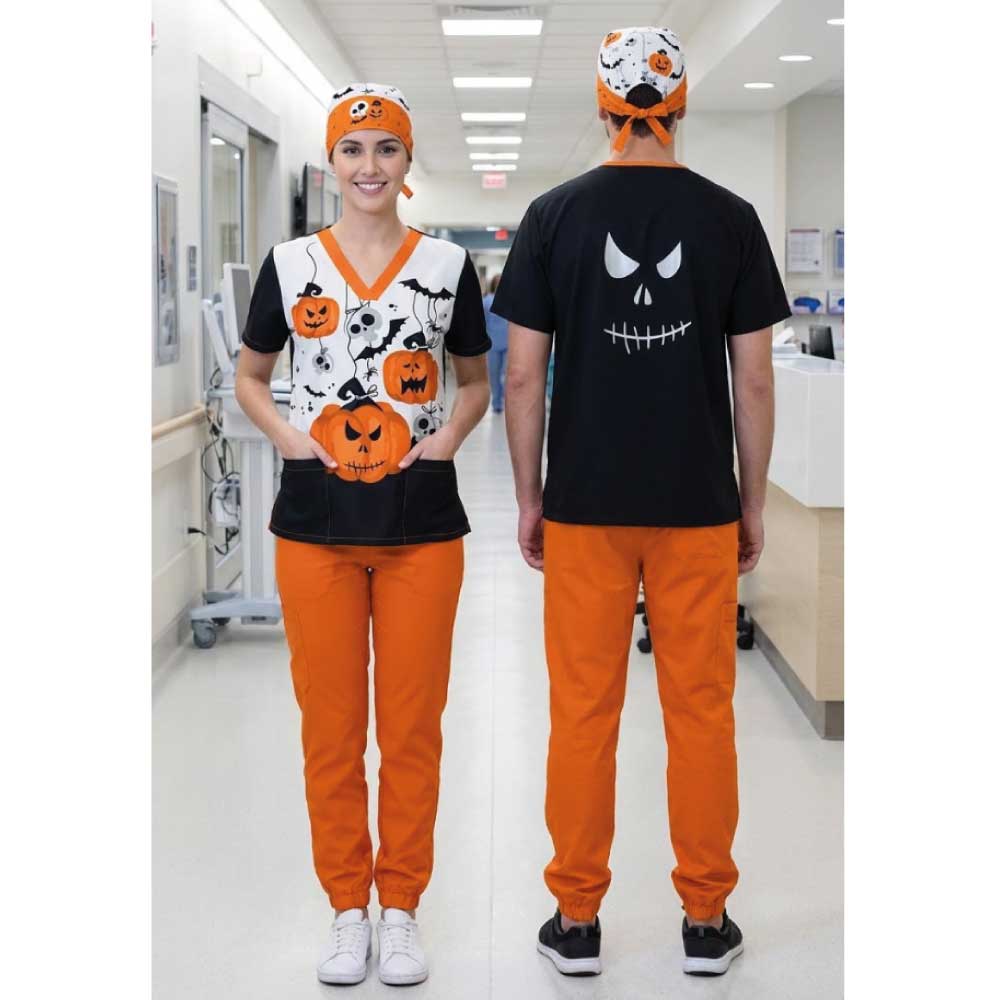 BAT AND PUMPKIN SCRUB SET