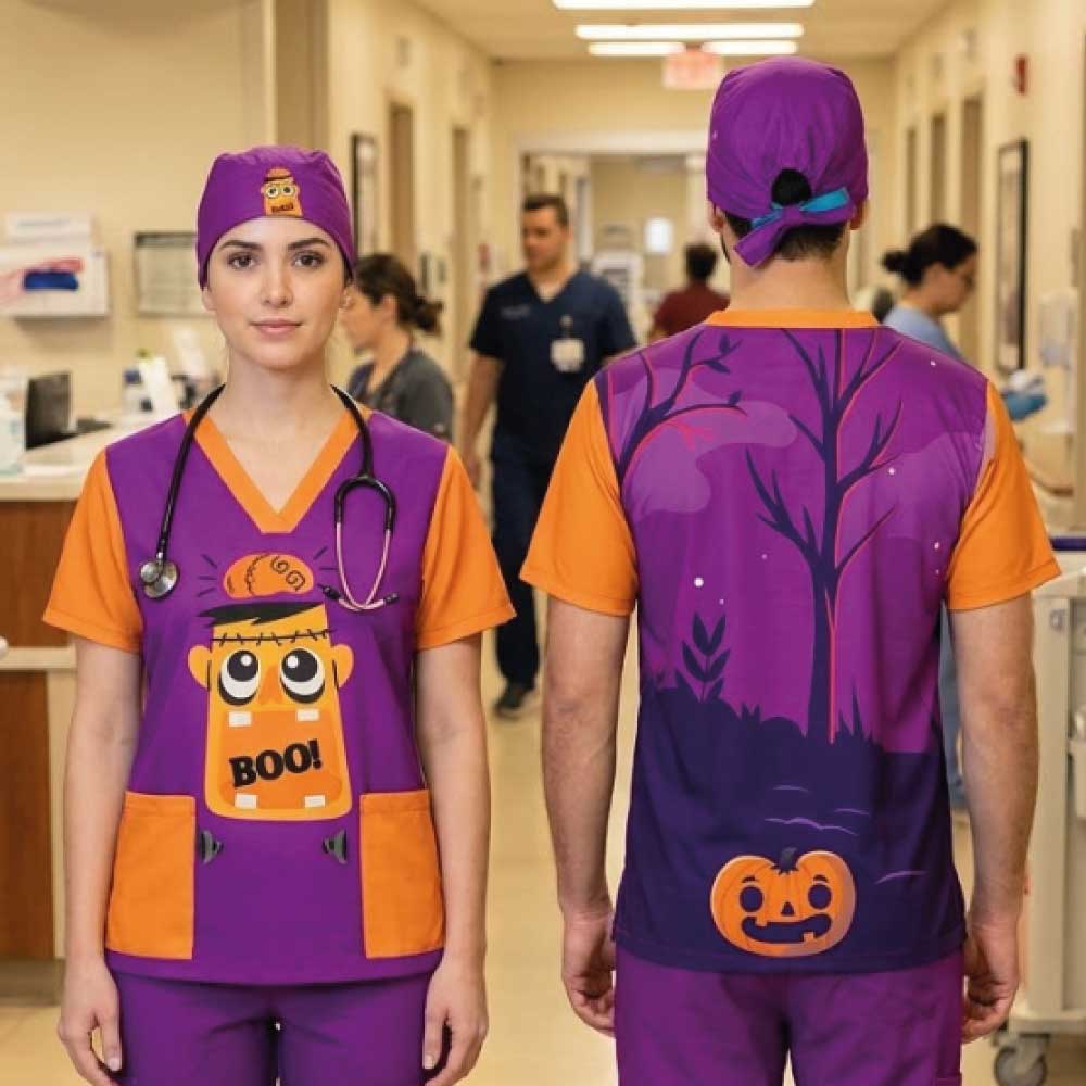 BOO SCRUB TOP