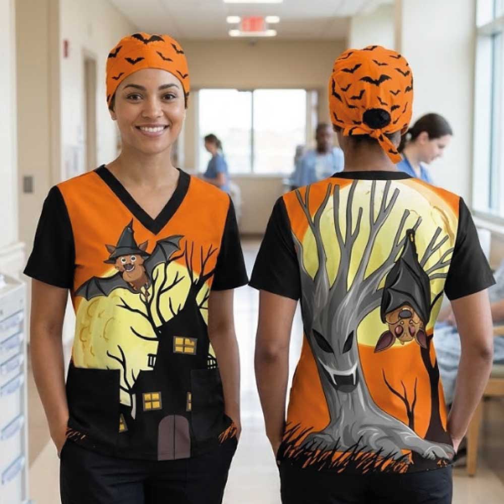 OWL FLYING SCRUB TOP