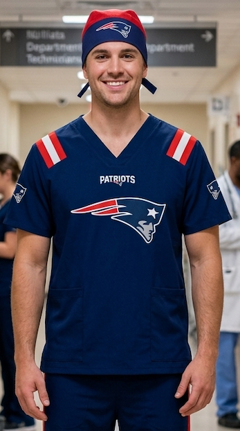 NEW ENGLAND PATRIOTS SCRUB TOP