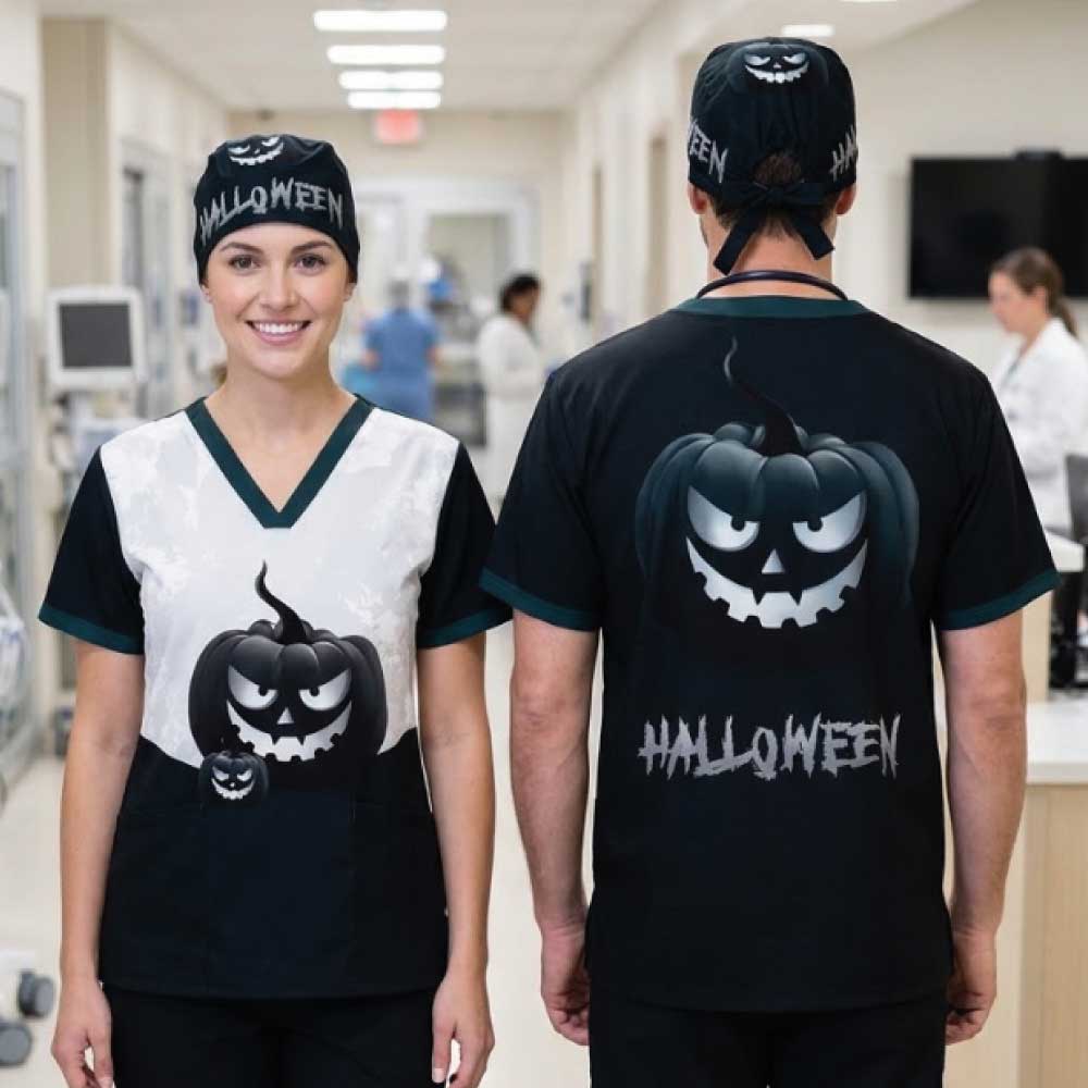 PUMPKIN HALLOWEEN SCRUB TOP