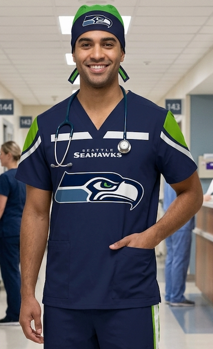 SEATTLE SEAHAWKS SCRUB TOP