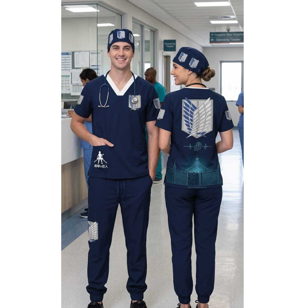ATTACK ON TITAN - LEGION OF RECONNAISSANCE BLUE SCRUB SET