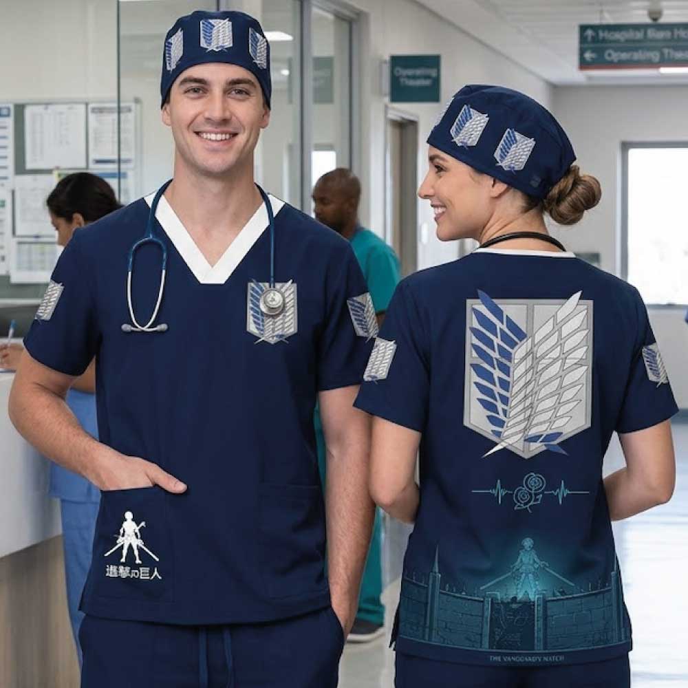 ATTACK ON TITAN - LEGION OF RECONNAISSANCE BLUE SCRUB TOP