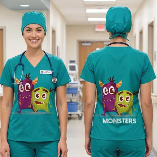 BABY MONSTERS HALLOWEEN SCRUB TOP