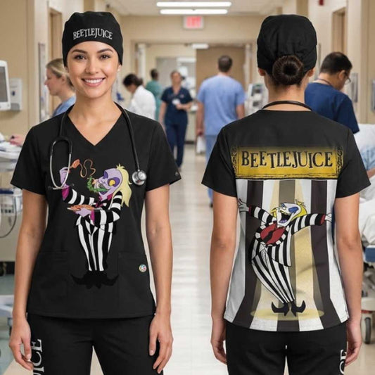 BEETLEJUICE SCRUB TOP