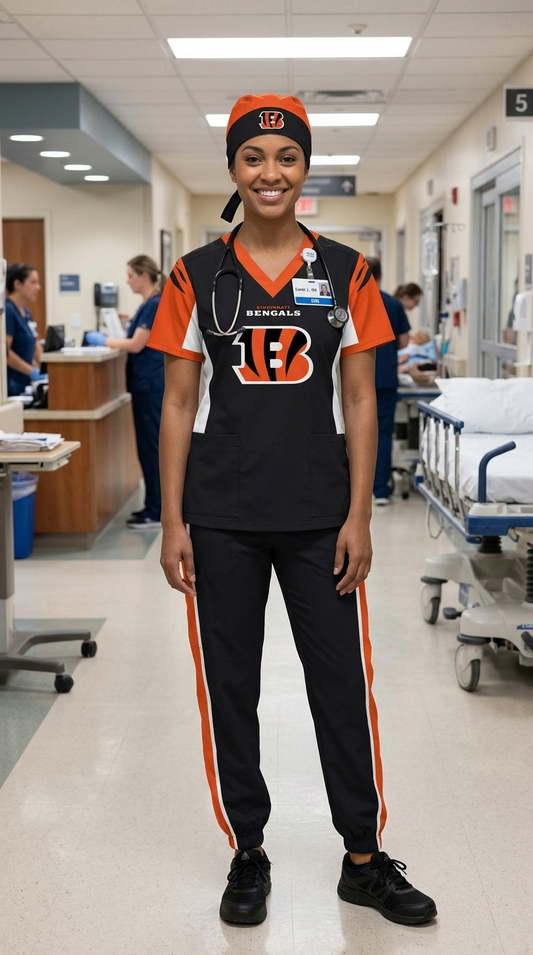 CINCINNATI BENGALS BLACK SCRUB SET