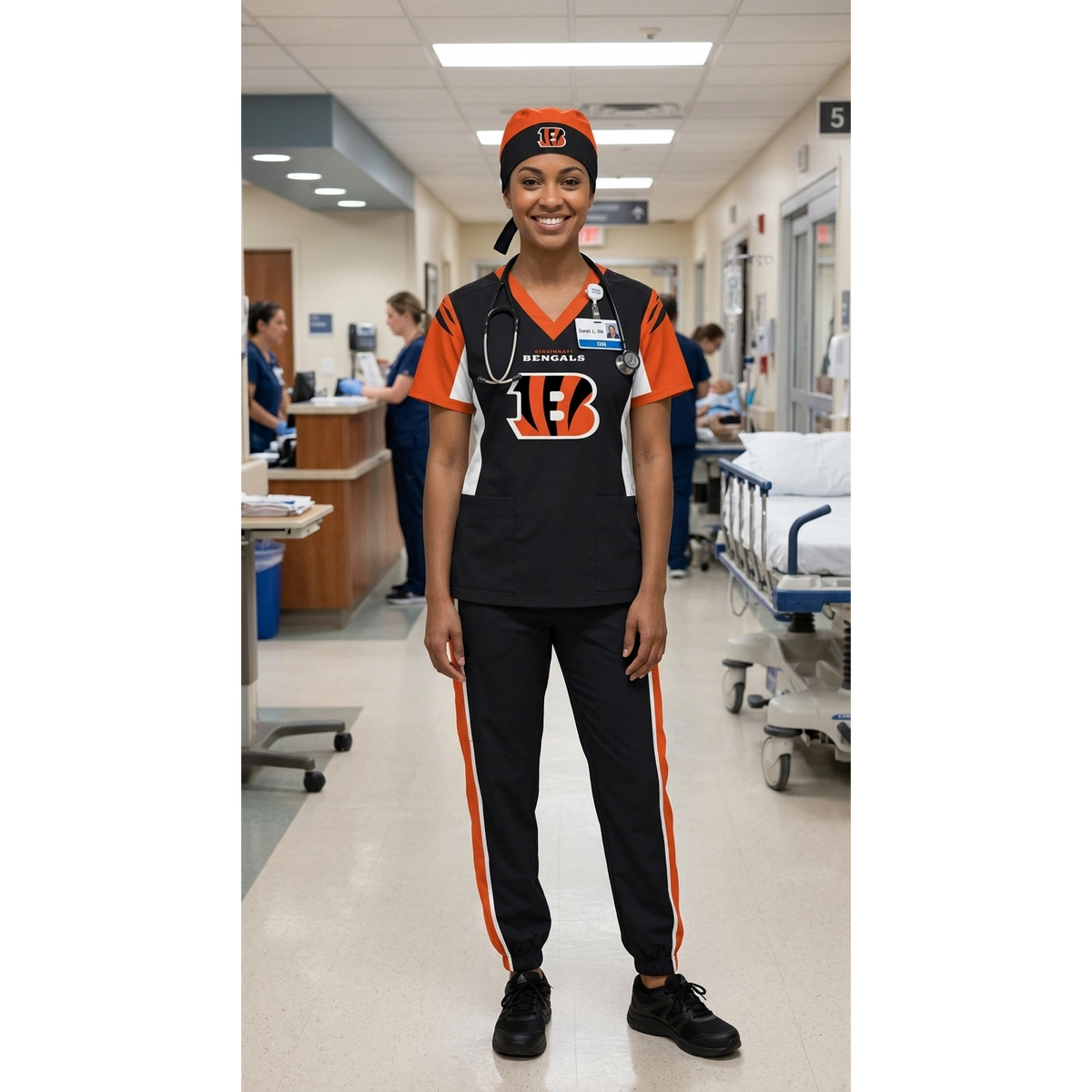 CINCINNATI BENGALS BLACK SCRUB SET