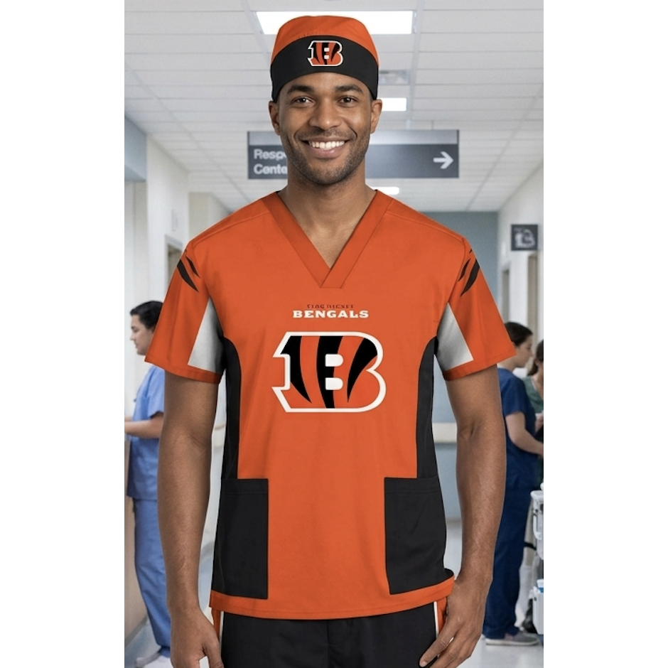 CINCINNATI BENGALS ORANGE SCRUB TOP