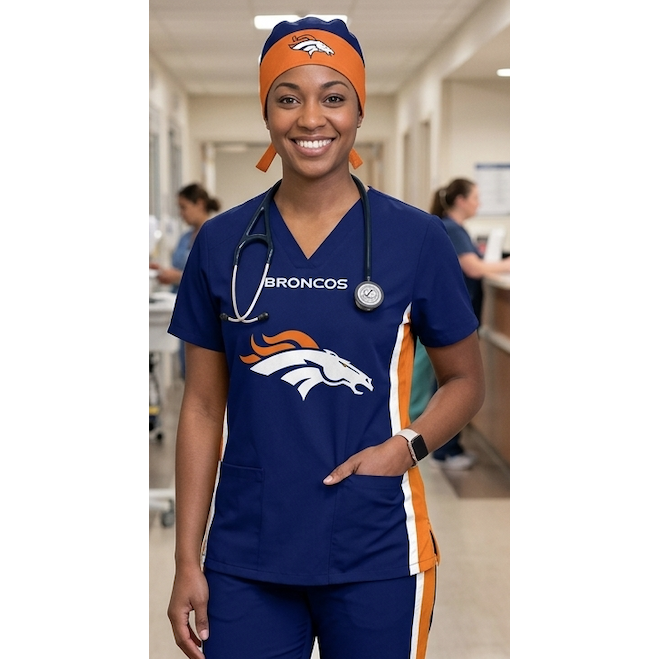 DENVER BRONCOS SCRUB TOP