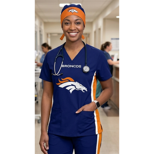 DENVER BRONCOS SCRUB TOP