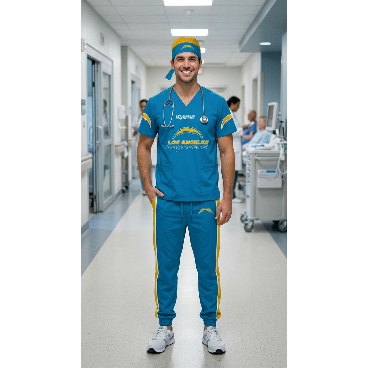 LOS ANGELES CHARGERS SCRUB SET