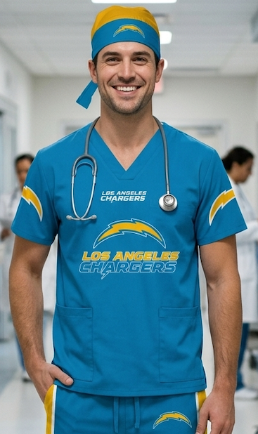 LOS ANGELES CHARGERS SCRUB TOP