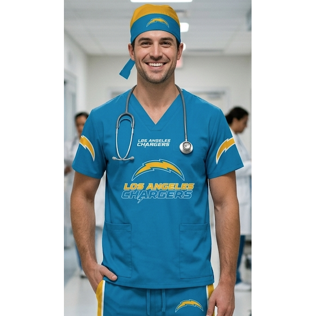 LOS ANGELES CHARGERS SCRUB TOP