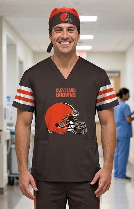CLEVELAND BROWNS SCRUB TOP