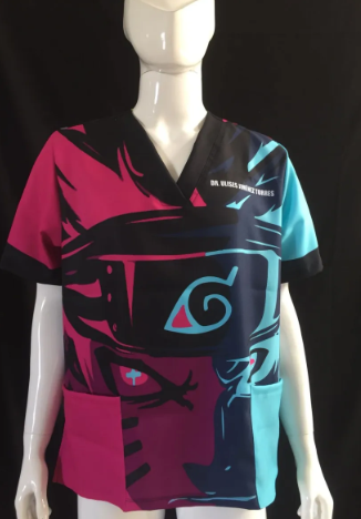 NARUTO NEON SCRUB TOP