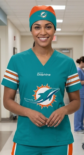 MIAMI DOLPHINS SCRUB TOP