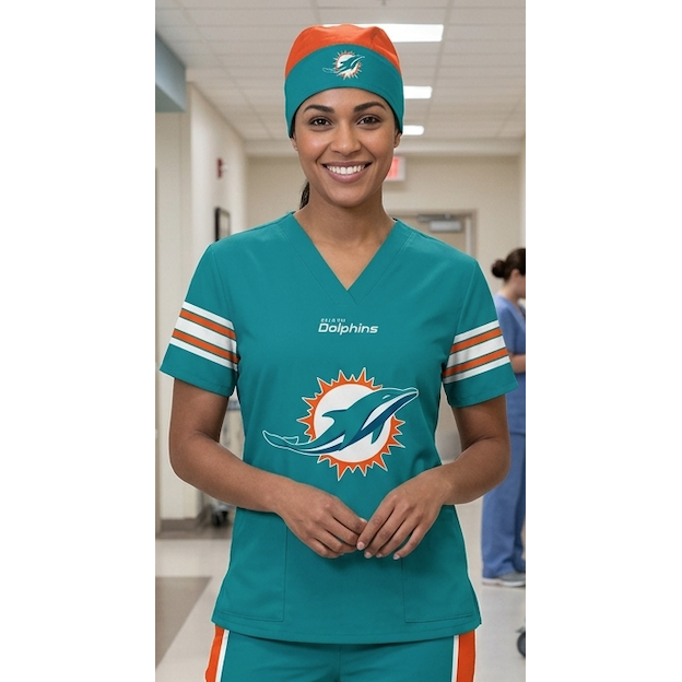 MIAMI DOLPHINS SCRUB TOP