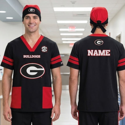 GEORGIA BULLDOGS SCRUB TOP