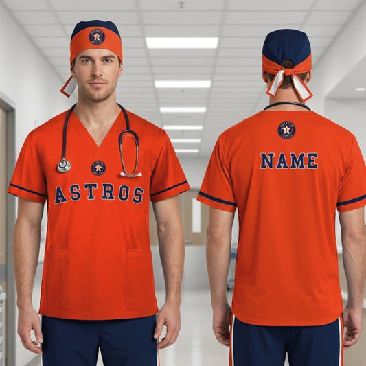 HOUSTON ASTROS MLB SCRUB TOP