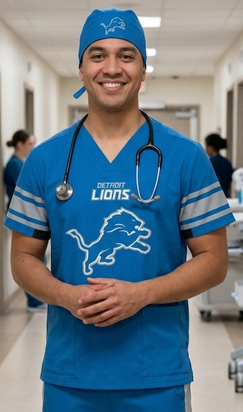 DETROIT LIONS SCRUB TOP