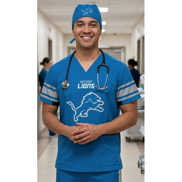 DETROIT LIONS SCRUB TOP