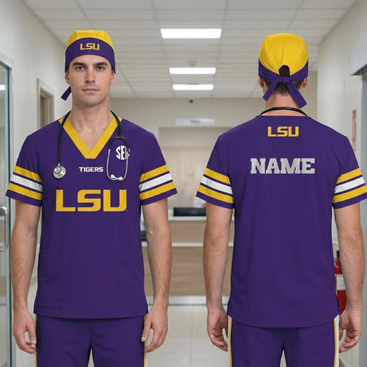 LSU TIGERS SCRUB TOP
