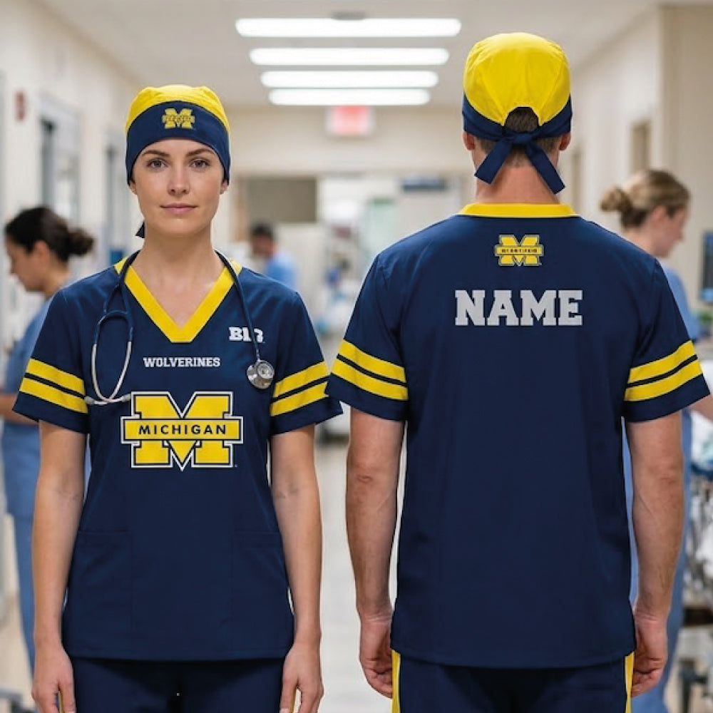 MICHIGAN WOLVERINES SCRUB TOP