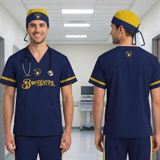 MILWAUKEE BREWERS MLB SCRUB TOP