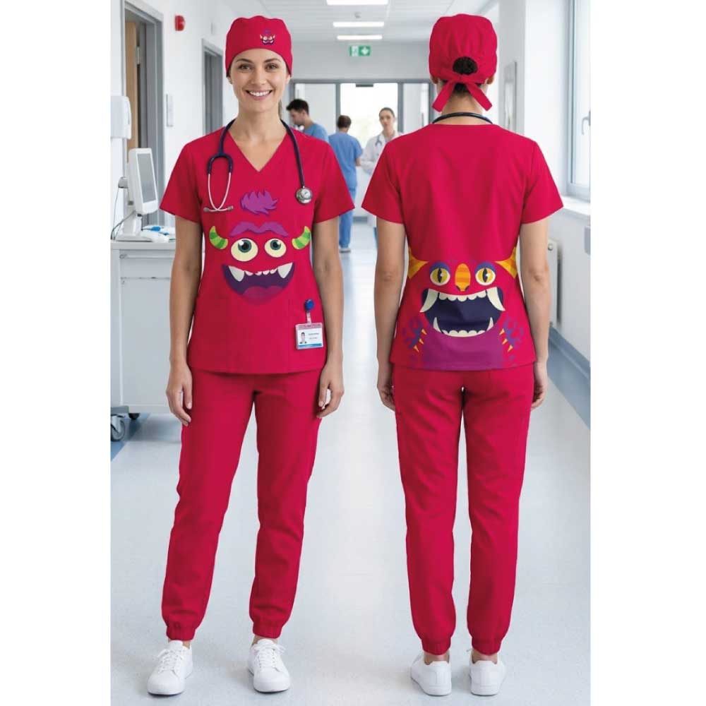 MONSTER WITH HORNS SCRUB SET