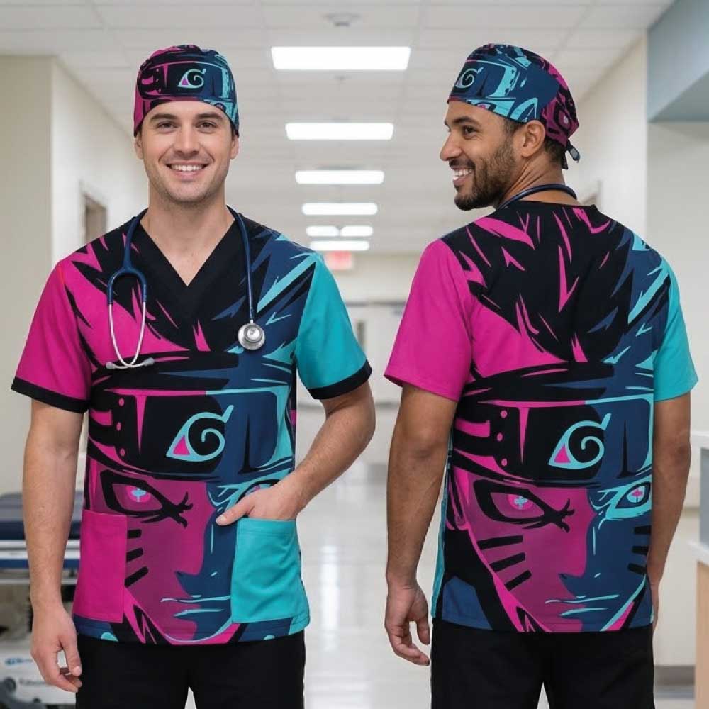 NARUTO NEON SCRUB TOP