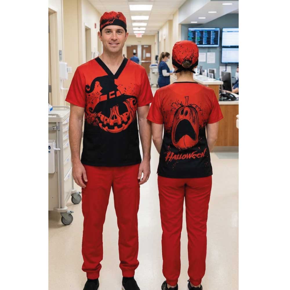 PUMPKIN WITH HAT SCRUB SET