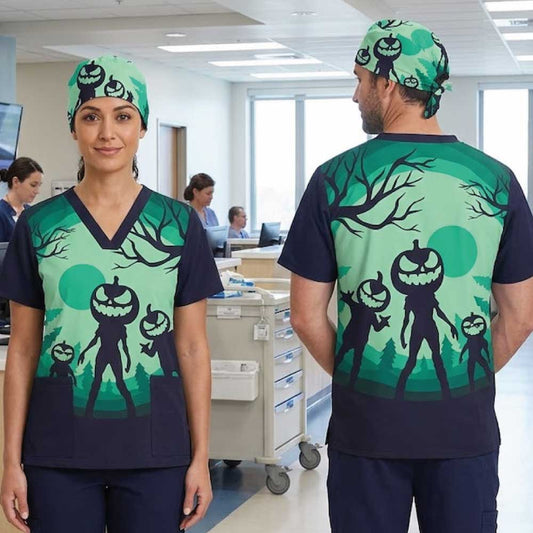 PUMPKIN AT NIGHT SCRUB TOP