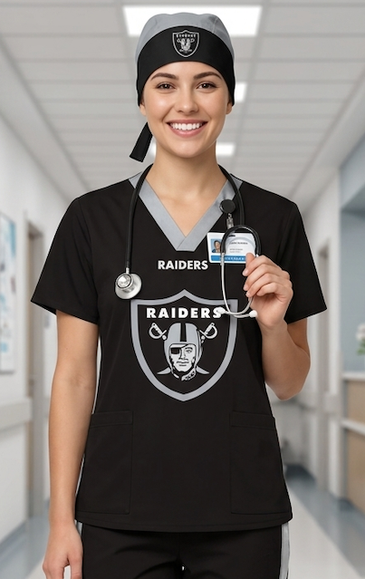 LAS VEGAS RAIDERS SCRUB TOP