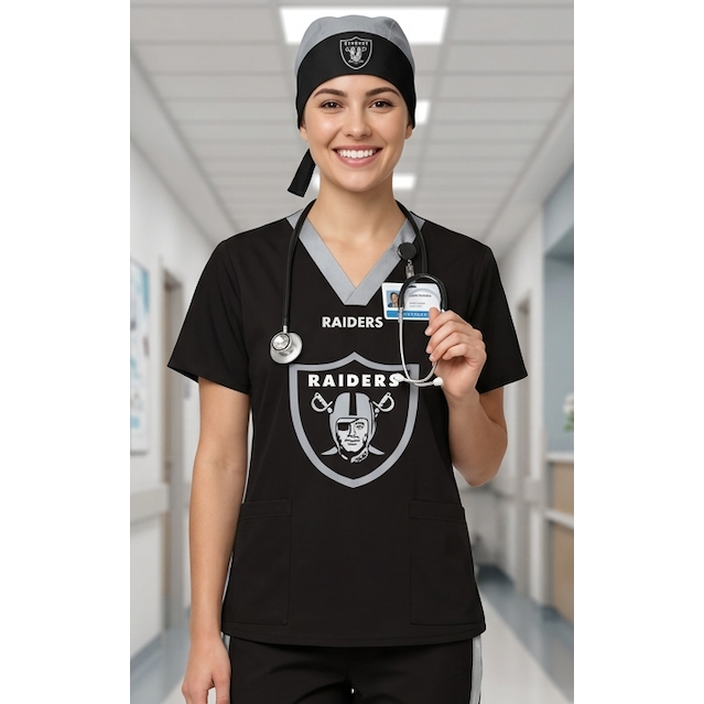 LAS VEGAS RAIDERS SCRUB TOP