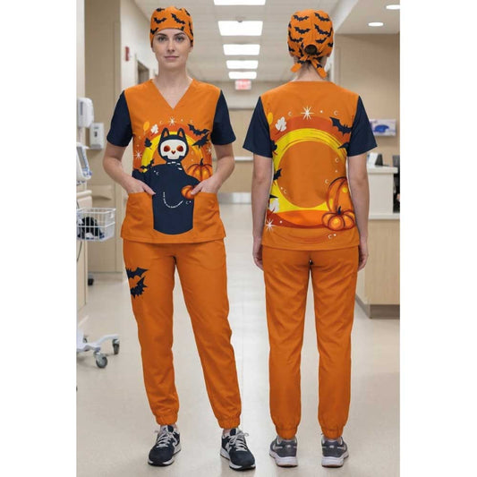 SPOOKY CAT SCRUB SET