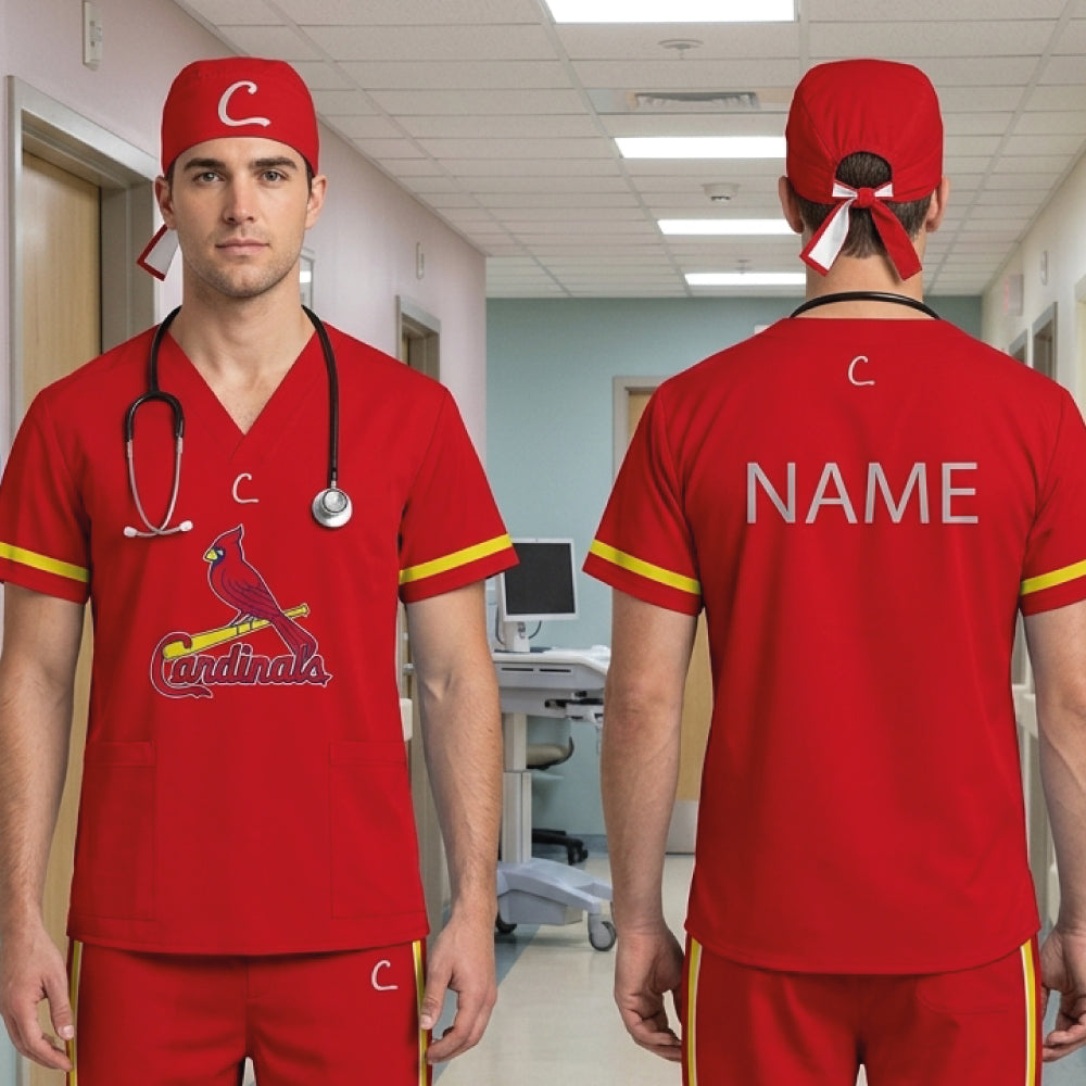 ST LOUIS CARDINALS MLB SCRUB TOP