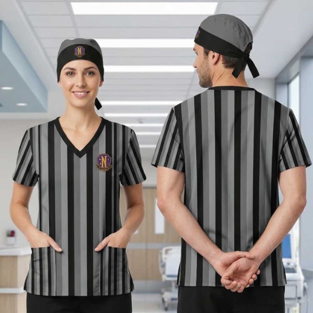 WEDNESDAY ACADEMY SCRUB TOP