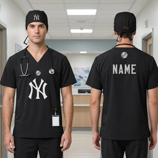 NEW YORK YANKEES BLACK MLB SCRUB TOP